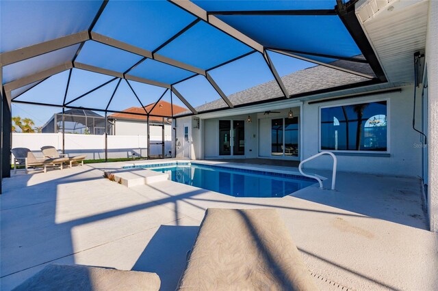 17183 Ohara Dr, Port Charlotte, FL 33948 - view of swimming pool with a patio, a ceiling fan, and a lanai