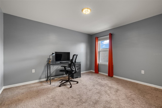 view of carpeted office space