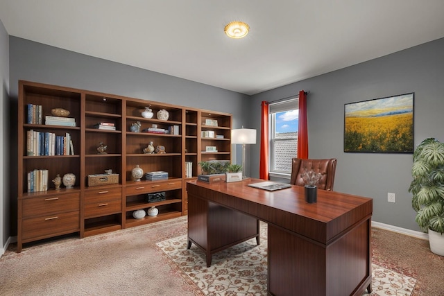 view of carpeted home office