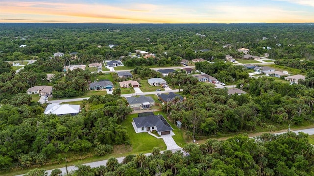 view of aerial view at dusk