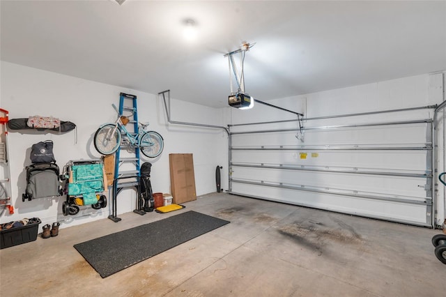 garage with a garage door opener