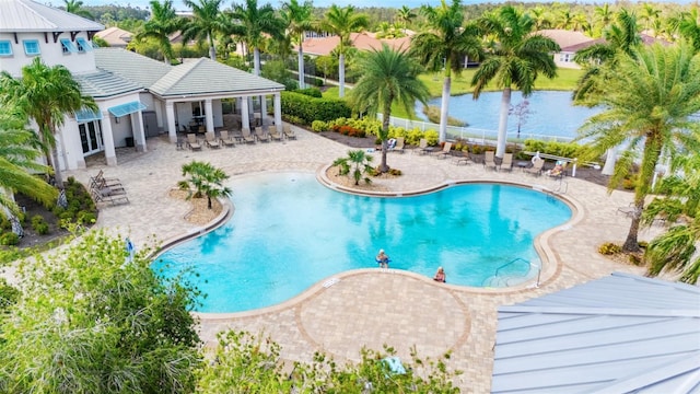 view of pool featuring a patio area