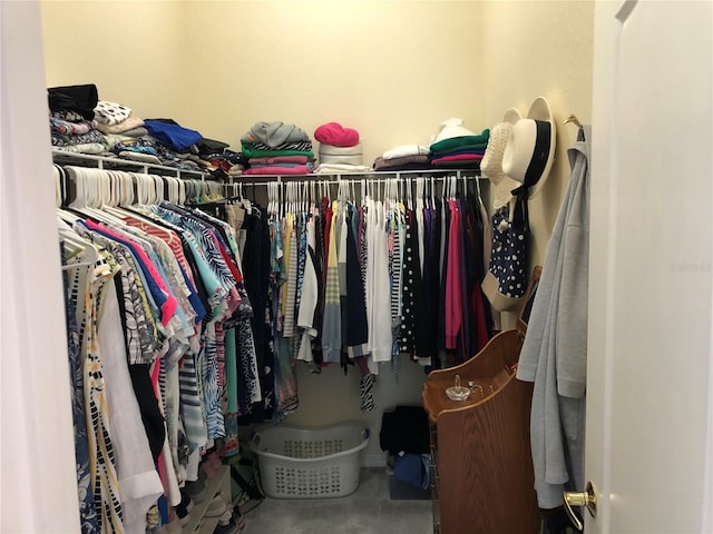 spacious closet featuring carpet flooring