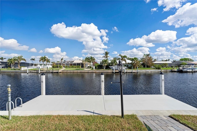 dock area featuring a water view