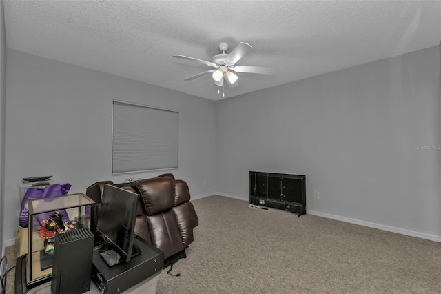 5198 White Ave, Port Charlotte, FL 33981 - carpeted office with a ceiling fan, a textured ceiling, and baseboards