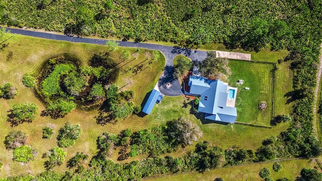 aerial view with a rural view