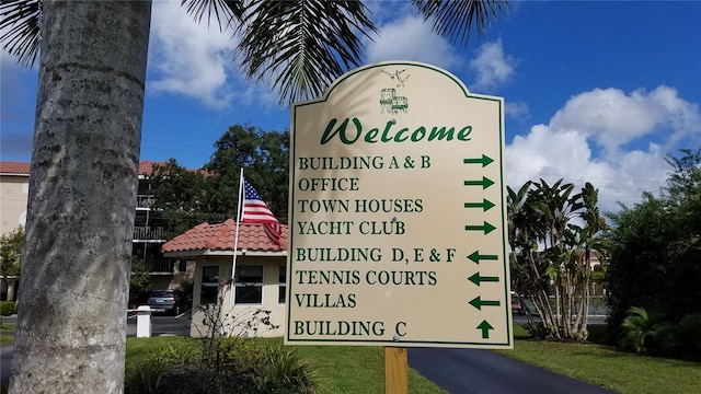 view of community sign