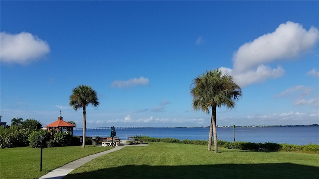 water view with a gazebo