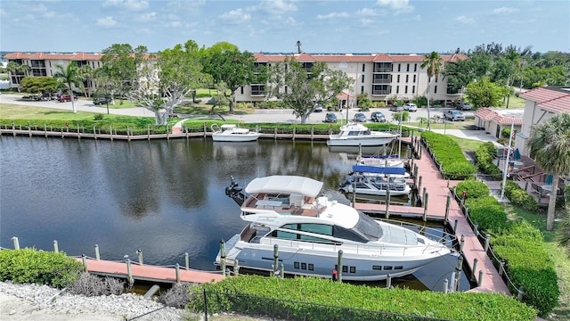 view of dock featuring a water view