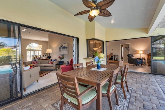 dining room featuring ceiling fan