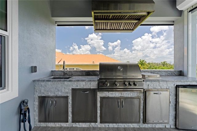 view of patio / terrace featuring sink, grilling area, and exterior kitchen