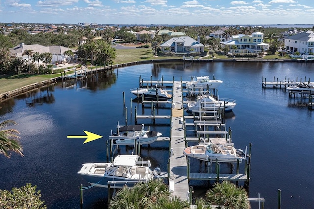 dock area featuring a water view