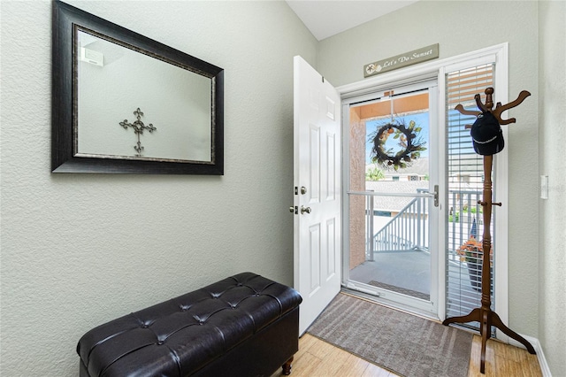 foyer entrance with wood-type flooring