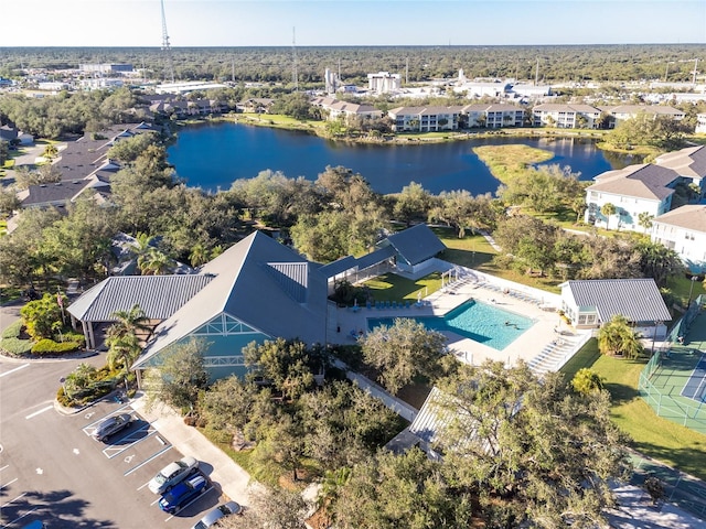 bird's eye view featuring a water view