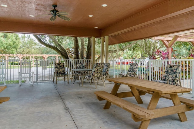 view of patio / terrace with ceiling fan