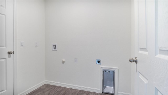 laundry room featuring hookup for an electric dryer, washer hookup, dark hardwood / wood-style floors, and gas dryer hookup