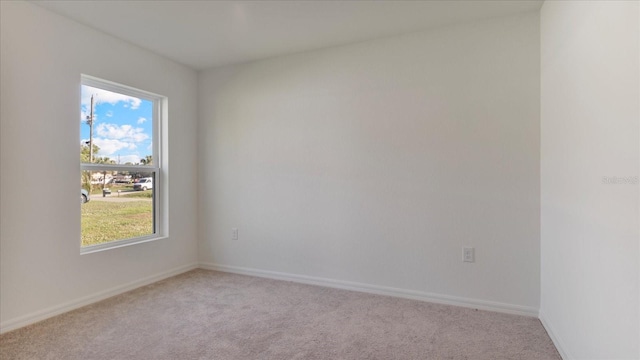 unfurnished room featuring plenty of natural light and light carpet