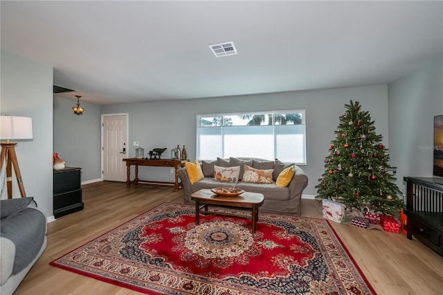 living room featuring wood-type flooring