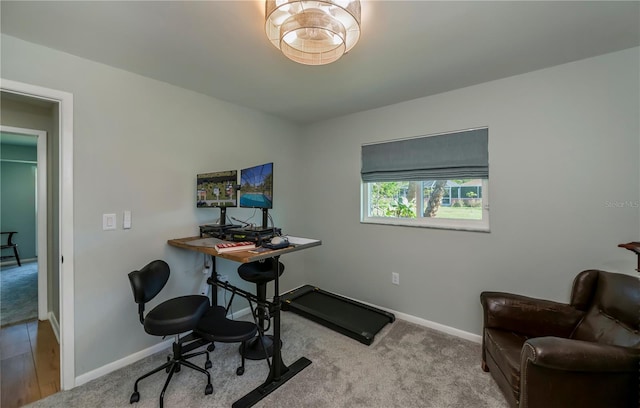 office featuring light hardwood / wood-style flooring