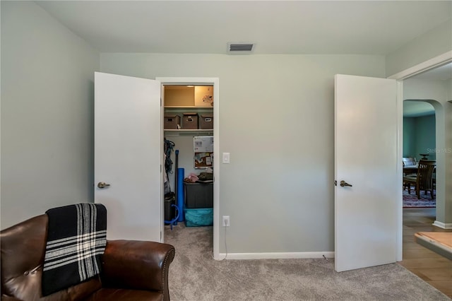 living area with light hardwood / wood-style floors