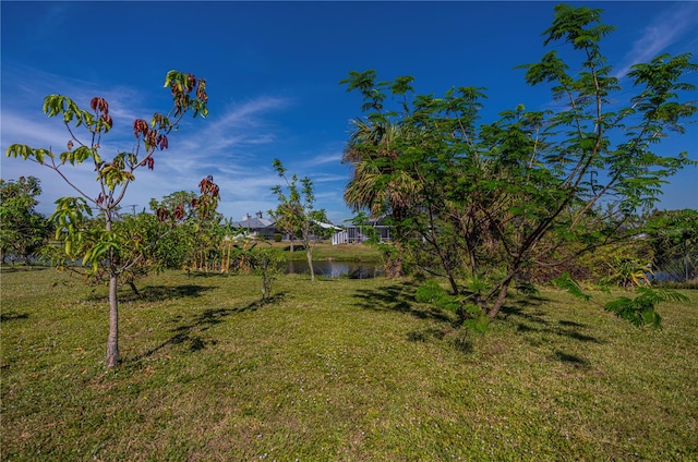 view of yard featuring a water view