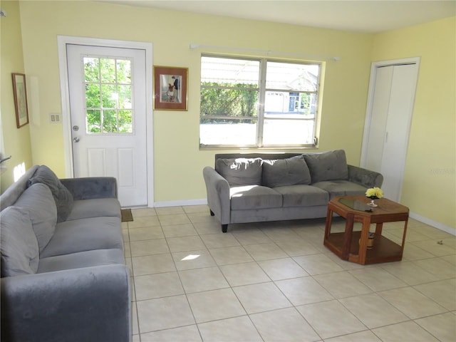 view of tiled living room