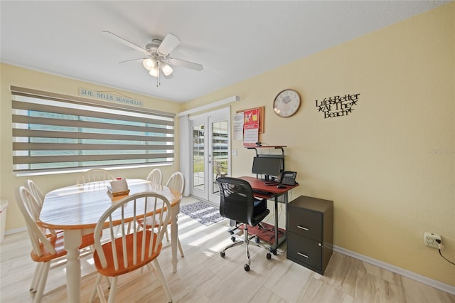 office featuring ceiling fan