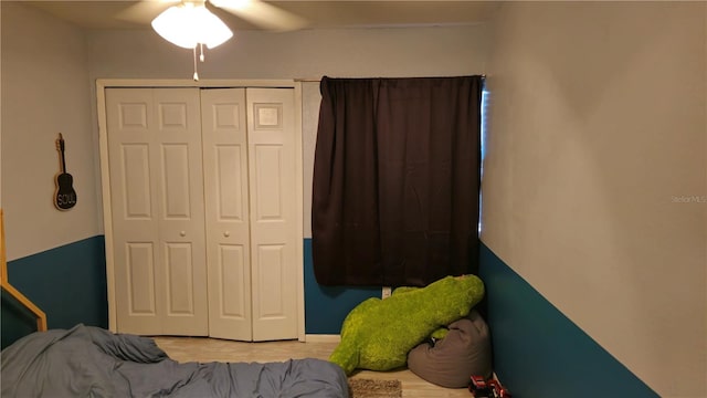 bedroom with a closet and ceiling fan