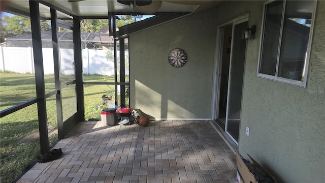 view of unfurnished sunroom