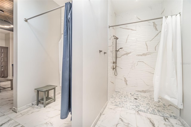 bathroom featuring a shower with curtain