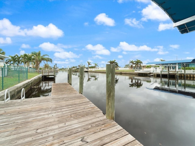 view of dock featuring a water view