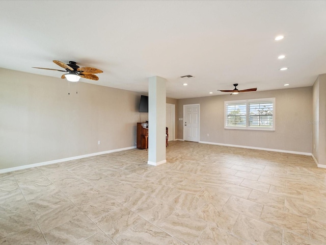 unfurnished room featuring ceiling fan