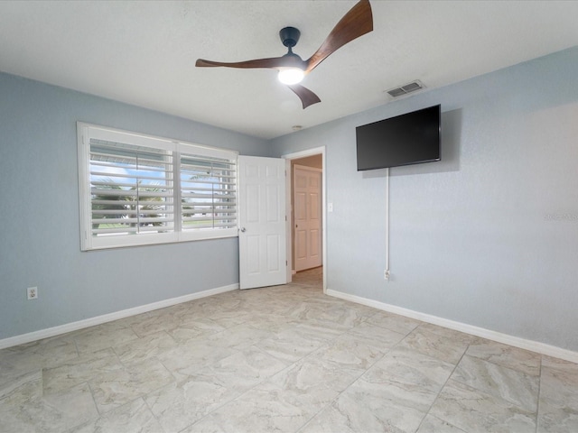 unfurnished bedroom with ceiling fan