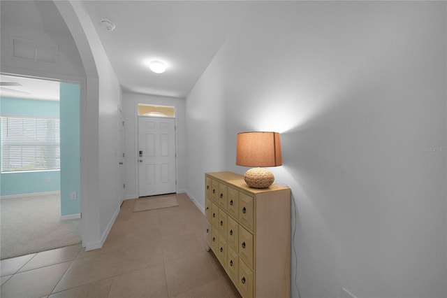 foyer with light tile patterned floors