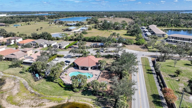 bird's eye view featuring a water view