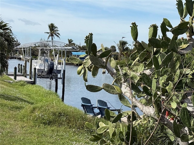 view of dock featuring a water view