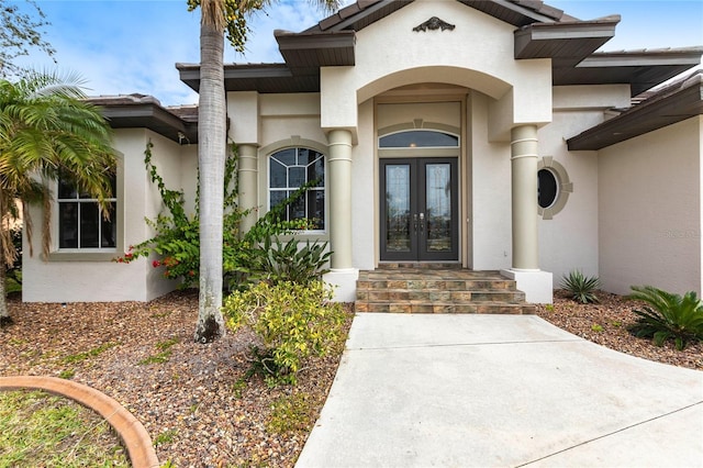 property entrance with french doors