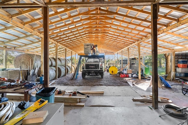 miscellaneous room featuring vaulted ceiling