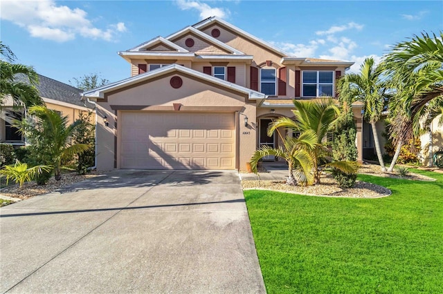 view of front of home with a front lawn