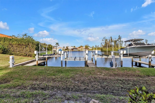 view of dock featuring a water view