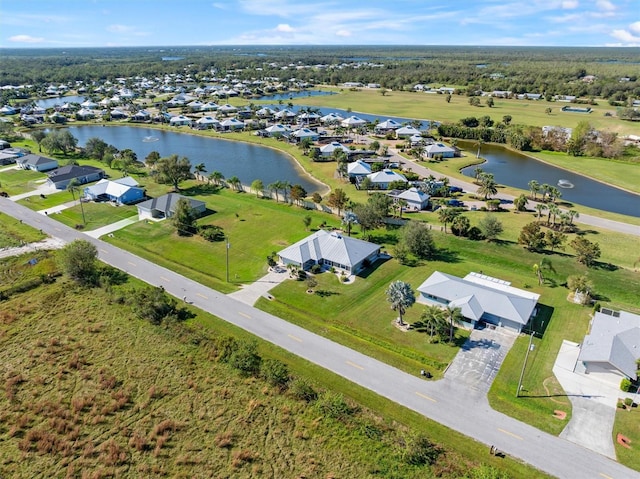 bird's eye view featuring a water view