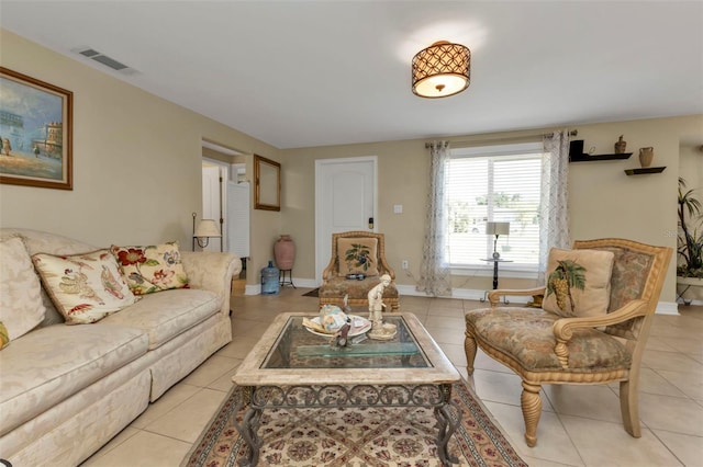 view of tiled living room