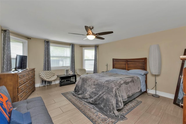 bedroom featuring ceiling fan