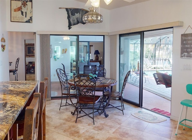 view of tiled dining area