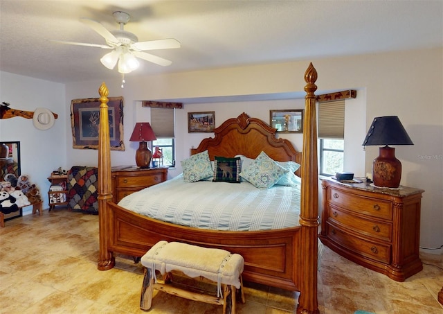 bedroom featuring ceiling fan