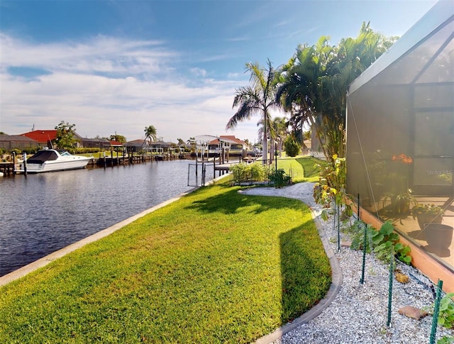 view of water feature featuring a dock