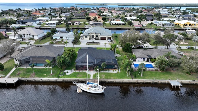 bird's eye view featuring a water view