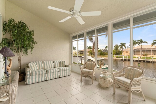 3800 Bal Harbor Blvd Unit 312, Punta Gorda, FL 33950 - sunroom / solarium featuring a water view and vaulted ceiling