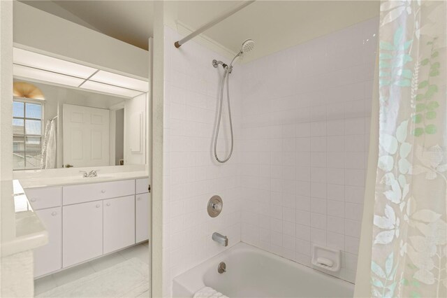 3800 Bal Harbor Blvd Unit 312, Punta Gorda, FL 33950 - bathroom with vanity and shower / bath combination with curtain