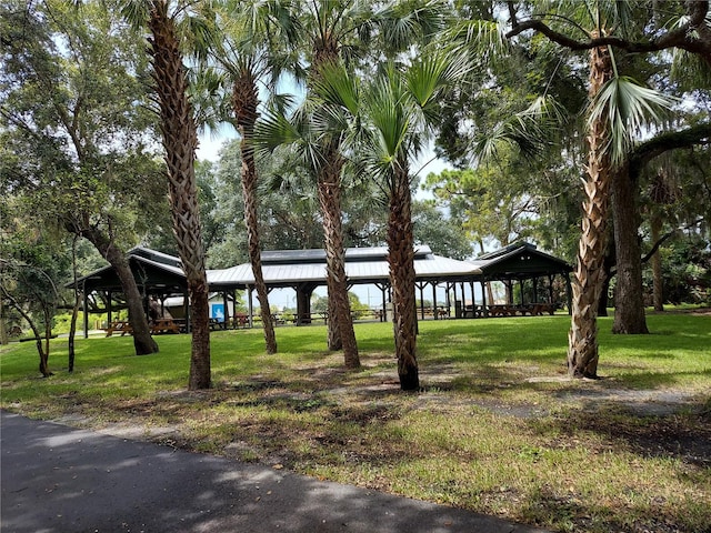 view of community with a gazebo and a yard